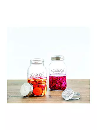 KILNER | Fermentierset Set mit 2 Gläsern 1l Glas/Edelstahl | 
